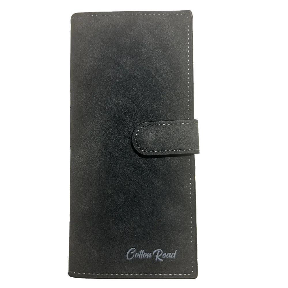 Cotton Road Wallet: Large BLACK PU Leather with Clip