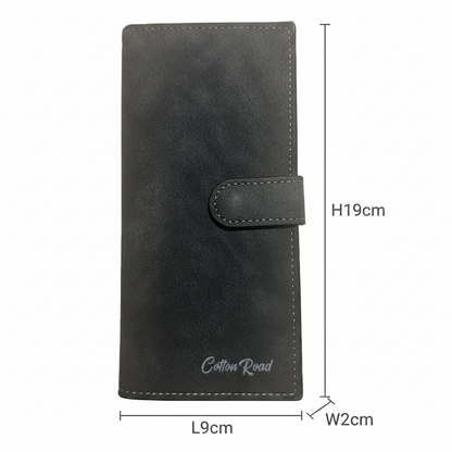 Cotton Road Wallet: Large BLACK PU Leather with Clip