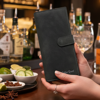 Cotton Road Wallet: Large BLACK PU Leather with Clip