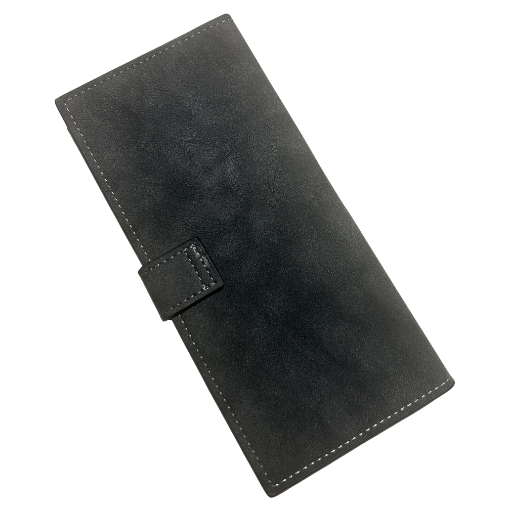 Cotton Road Wallet: Large BLACK PU Leather with Clip BACK
