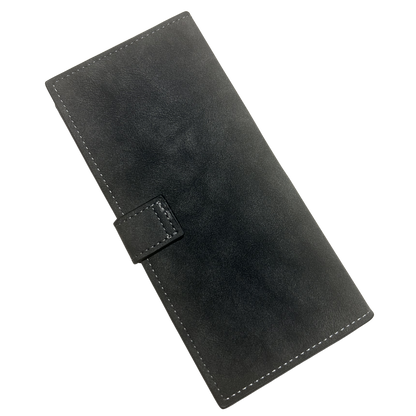 Cotton Road Wallet: Large BLACK PU Leather with Clip BACK