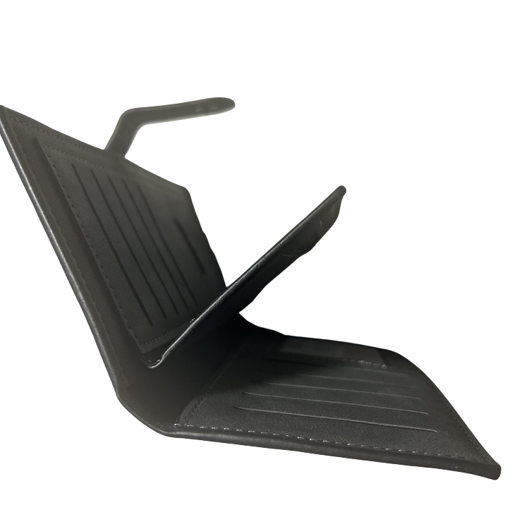 Cotton Road Wallet: Large BLACK PU Leather with Clip OPEN TOP VIEW