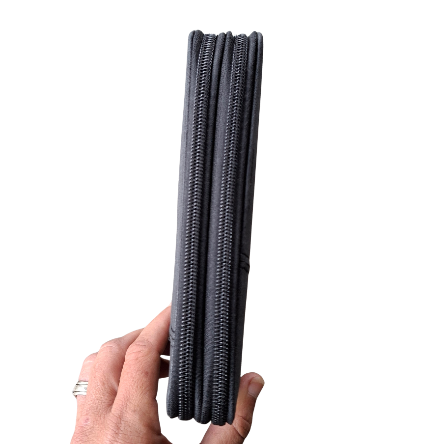 Cotton Road Wallet: Large BLACK PU Leather with Embossed Protea ZOOM  CLOSED