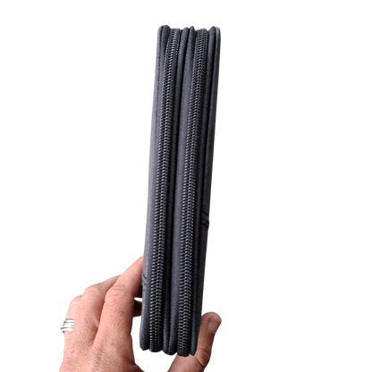 Cotton Road Wallet: Large BLACK PU Leather with Embossed Protea ZOOM  CLOSED