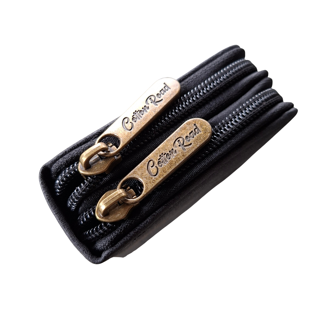 Cotton Road Wallet: Large BLACK PU Leather with Embossed Protea ZOOM VIEW