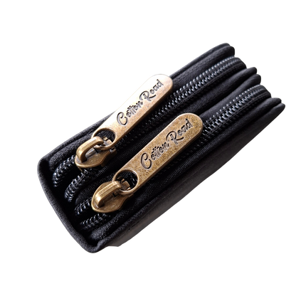 Cotton Road Wallet: Large BLACK PU Leather with Embossed Protea ZOOM VIEW