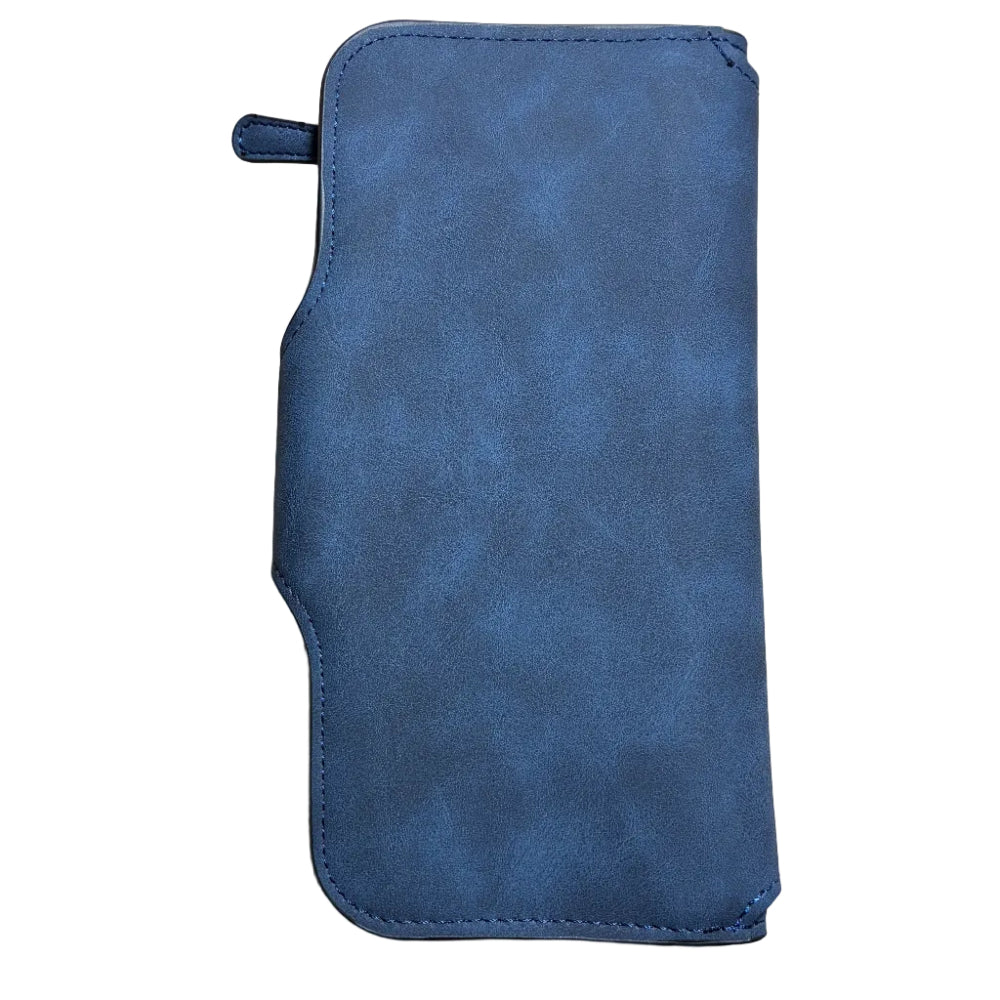 Cotton Road Wallet: Large BLUE 4-FOLD PU Leather Wallet with WINDMILL back