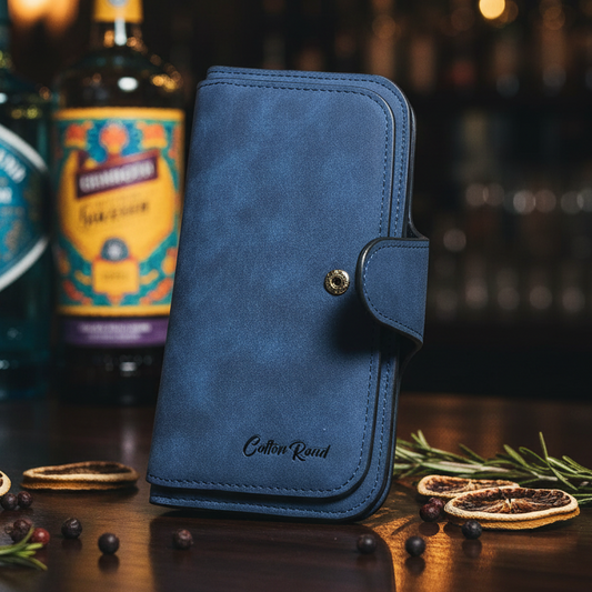 Cotton Road Wallet: Large BLUE PU Leather PURSE with 4 SECTIONS lifestyle