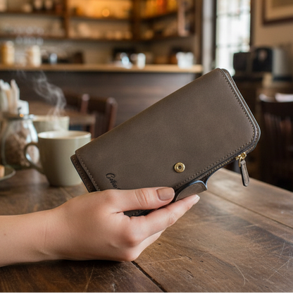 Cotton Road Wallet: Large BROWN 4-FOLD PU Leather Wallet LIFESTYLE