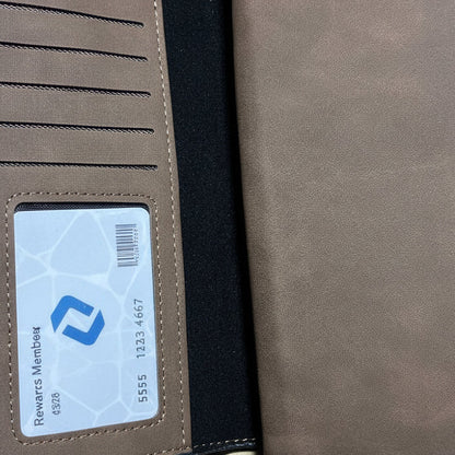 Cotton Road Wallet: Large BROWN 4-FOLD PU Leather Wallet OPEN ID