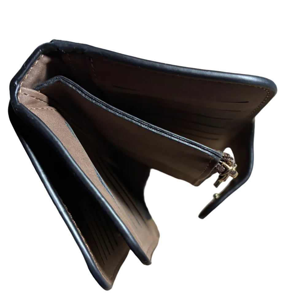 Cotton Road Wallet: Large BROWN 4-FOLD PU Leather Wallet VIEW