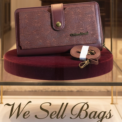 Cotton Road Wallet: Large BROWN PU Leather Cellphone Sling with FLORAL Pocket HERO
