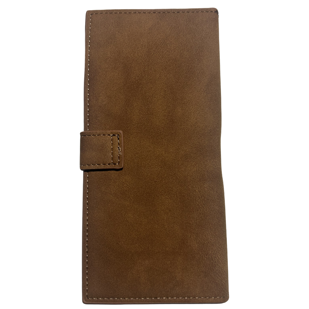 Cotton Road Wallet: Large BROWN PU Leather with Clip BACK