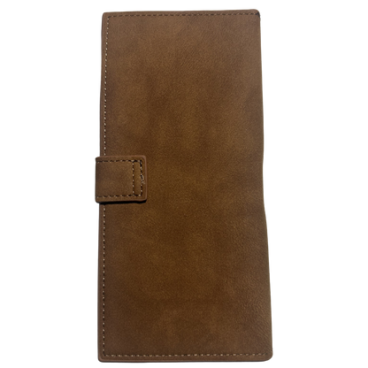 Cotton Road Wallet: Large BROWN PU Leather with Clip BACK