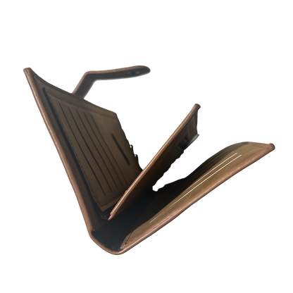 Cotton Road Wallet: Large BROWN PU Leather with Clip SIDE VIEW