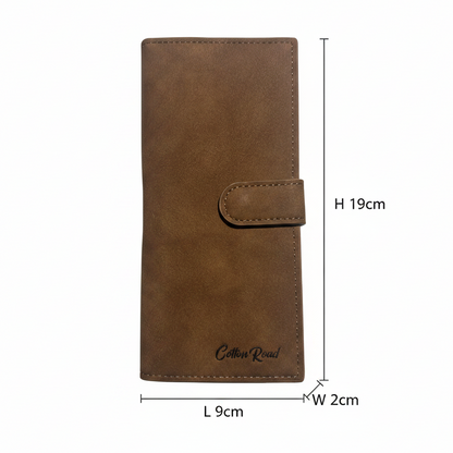 Cotton Road Wallet: Large BROWN PU Leather with Clip SIZED