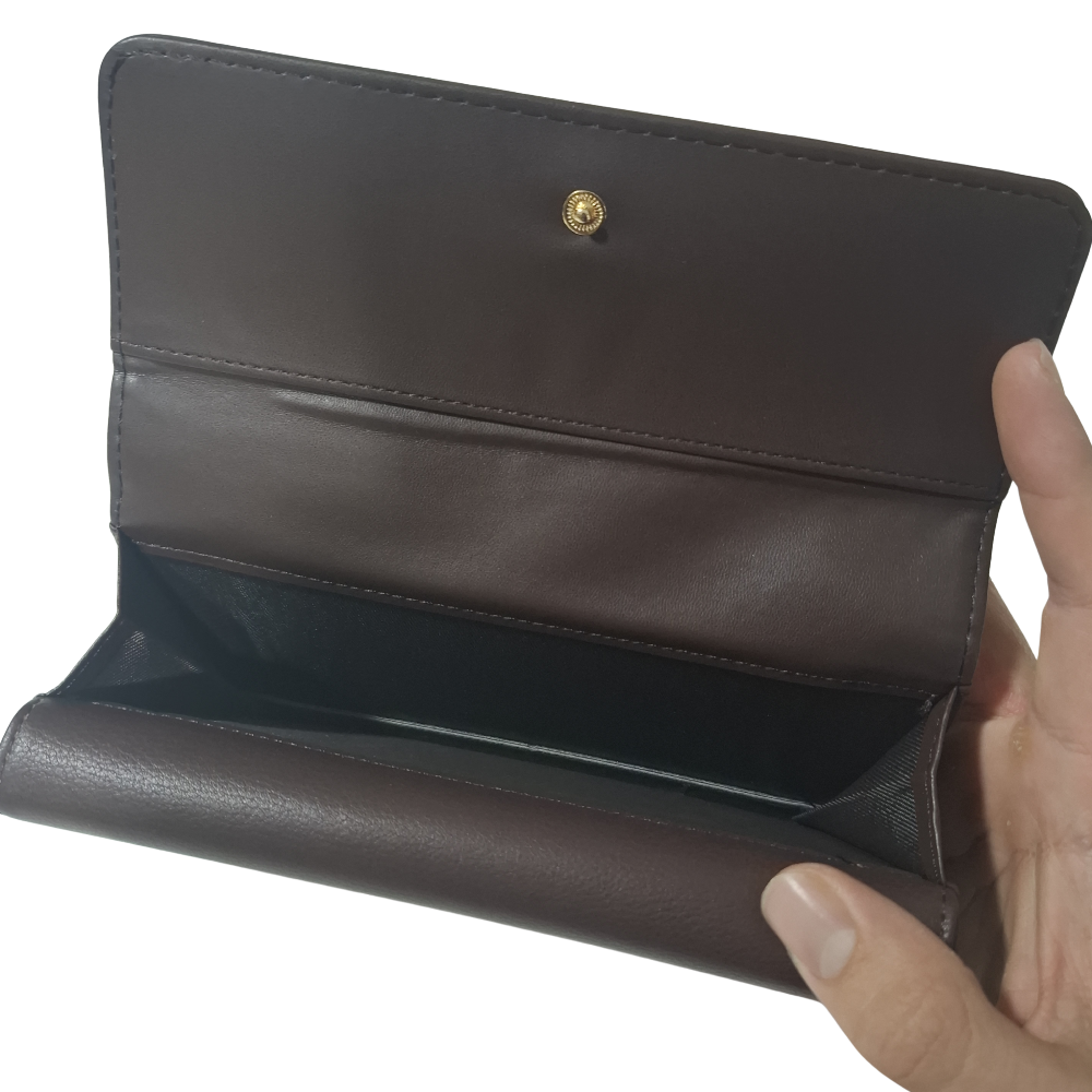 Cotton Road Wallet: Large BROWN PU Leather with EMBROIDERED PROTEAS UNCLIPPED