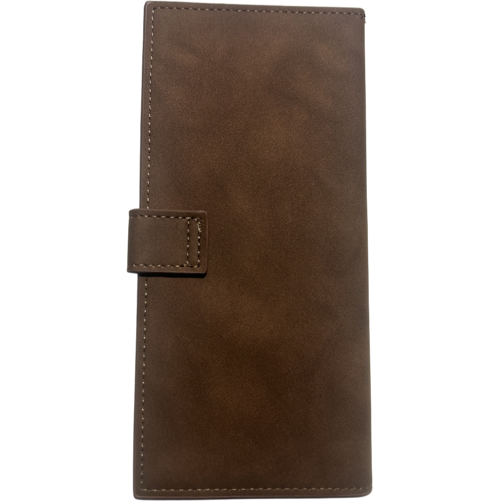 Cotton Road Wallet: Large COFFEE BROWN 3 SECTION PU Leather with Clip back
