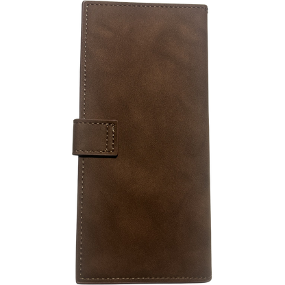 Cotton Road Wallet: Large COFFEE BROWN 3 SECTION PU Leather with Clip back