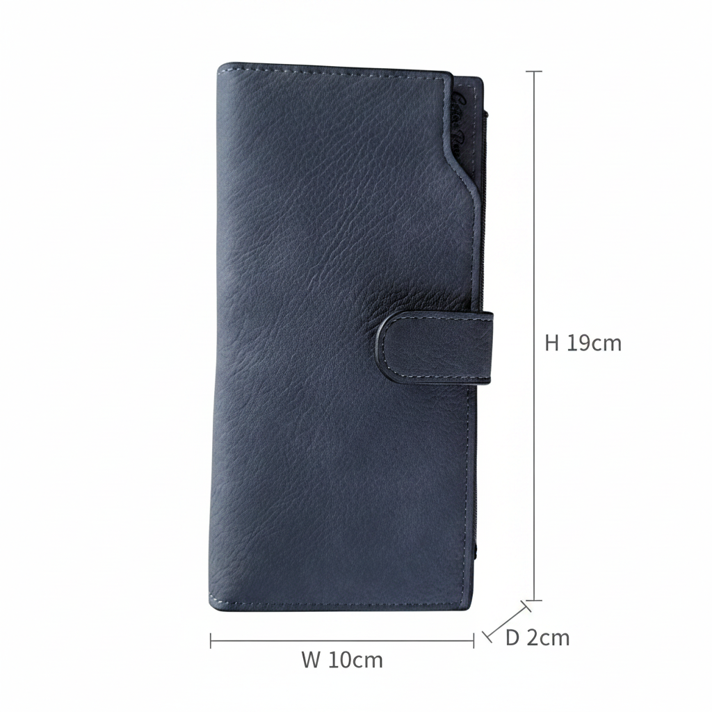 Cotton Road Wallet: Large DARK GREY PU Leather 3-Section Organiser with Clip