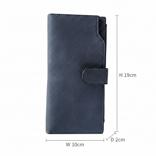 Cotton Road Wallet: Large DARK GREY PU Leather 3-Section Organiser with Clip