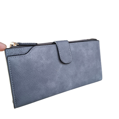 Cotton Road Wallet: Large DARK GREY PU Leather 3-Section Organiser with Clip VIEW