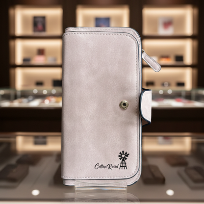 Cotton Road Wallet: Large LIGHT PINK 4-FOLD PU Leather Wallet with WINDMILL LIFESTYLE