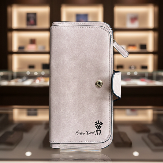 Cotton Road Wallet: Large LIGHT PINK 4-FOLD PU Leather Wallet with WINDMILL LIFESTYLE