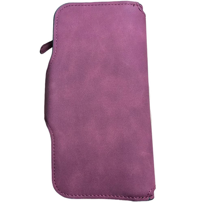 Cotton Road Wallet: Large MAROON 4-FOLD PU Leather Wallet with WINDMILL BACK