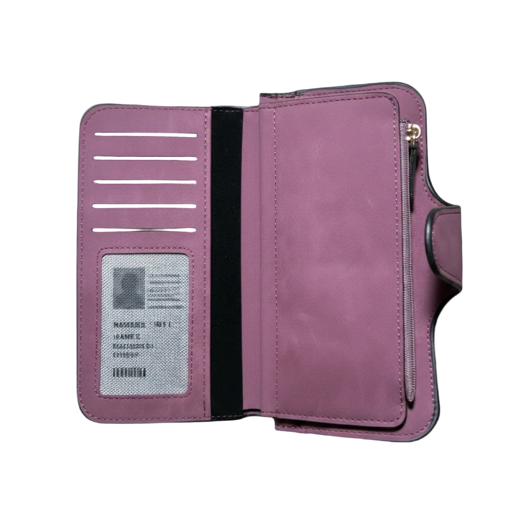 Cotton Road Wallet: Large MAROON 4-FOLD PU Leather Wallet with WINDMILL OPEN