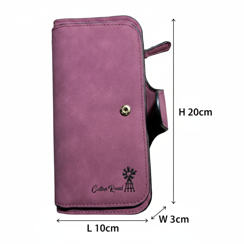 Cotton Road Wallet: Large MAROON 4-FOLD PU Leather Wallet with WINDMILL SIZE