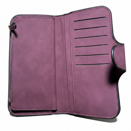 Cotton Road Wallet: Large MAROON 4-FOLD PU Leather Wallet with WINDMILL WITH COIN AND CARD POCKETS