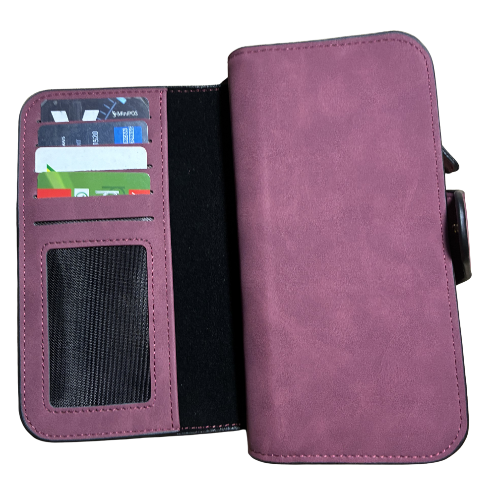 Cotton Road Wallet: Large MAROON 4-FOLD PU Leather Wallet with WINDMILL WTH CARDS