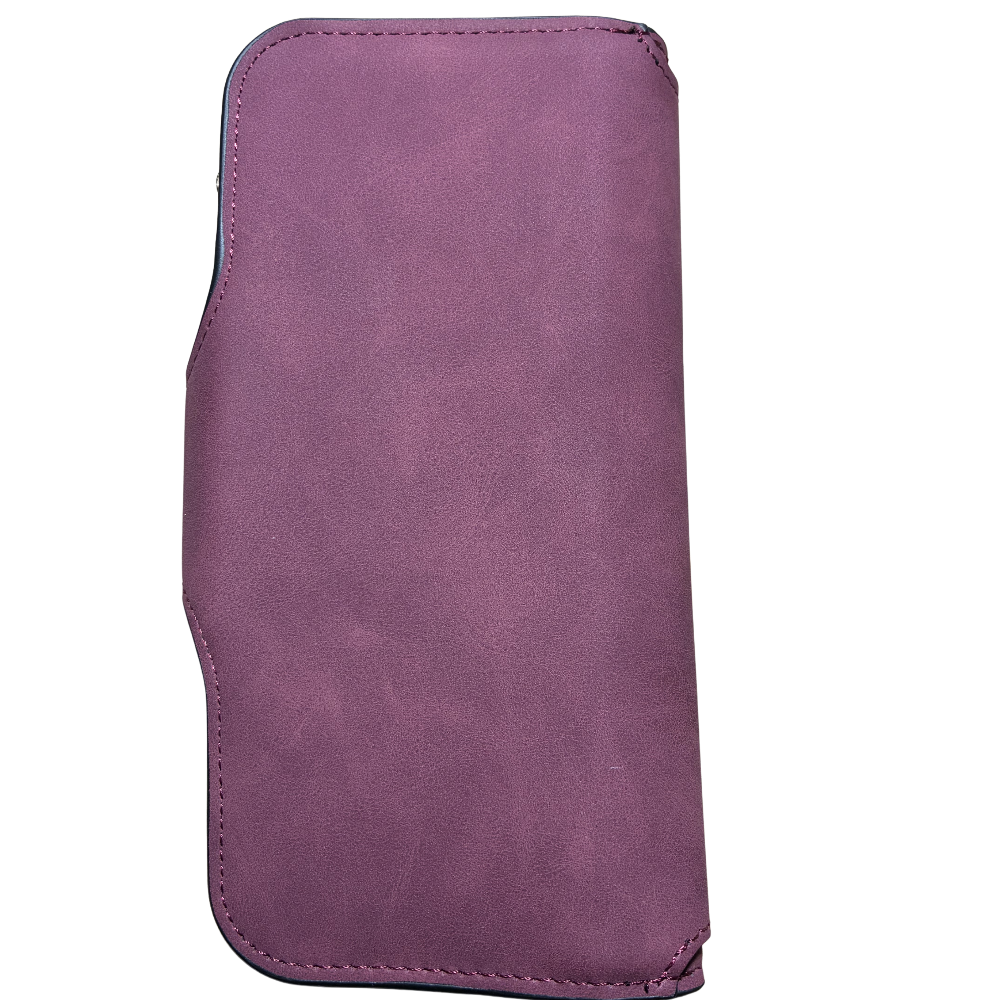 Cotton Road Wallet: Large MAROON PU Leather Purse with 4 Sections back