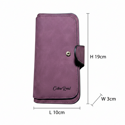 Cotton Road Wallet: Large MAROON PU Leather Purse with 4 Sections size