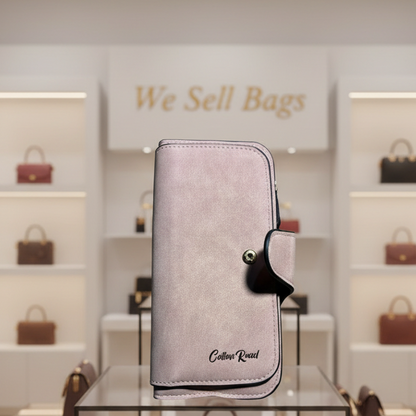 Cotton Road Wallet: Large PINK PU Leather Purse with 4 Sections lifestyle