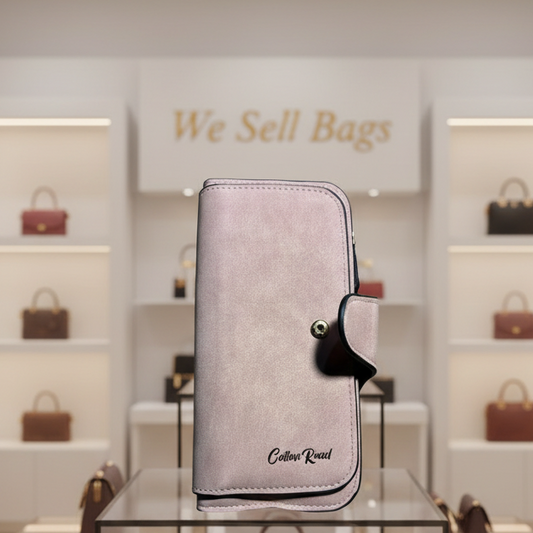 Cotton Road Wallet: Large PINK PU Leather Purse with 4 Sections lifestyle