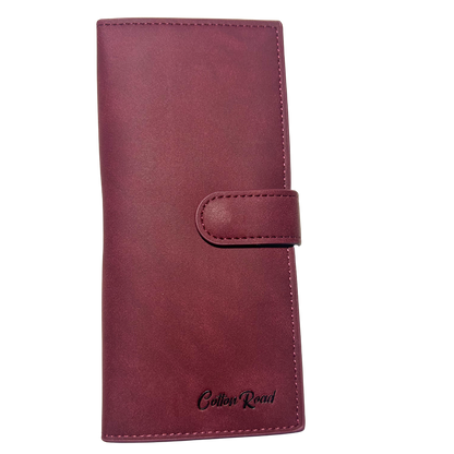 Cotton Road Wallet: Large RED PU Leather with Clip FRONT