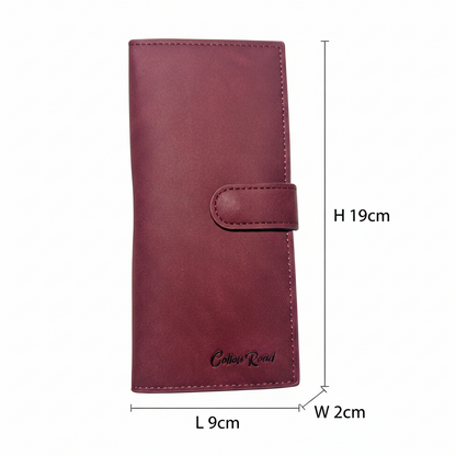 Cotton Road Wallet: Large RED PU Leather with Clip SIZE