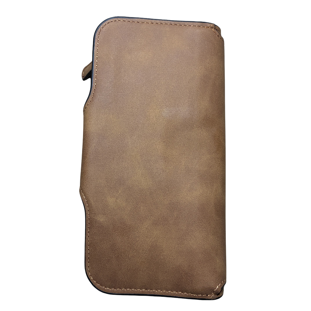 Cotton Road Wallet: Large TAN BROWN PU Leather Purse with 4 Sections BACK VIEW