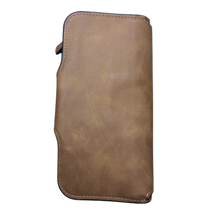 Cotton Road Wallet: Large TAN BROWN PU Leather Purse with 4 Sections BACK VIEW