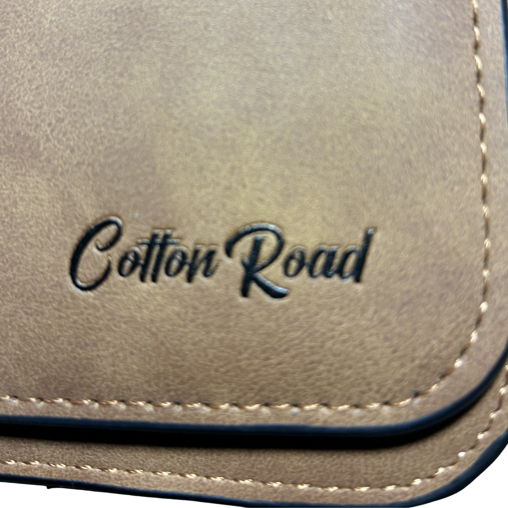 Cotton Road Wallet: Large TAN BROWN PU Leather Purse with 4 Sections ZOOMED