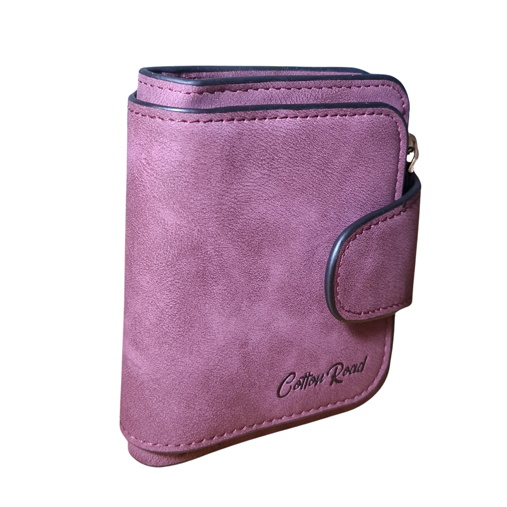 Cotton Road Wallet: MAROON Medium PU Leather Wallet FRONT