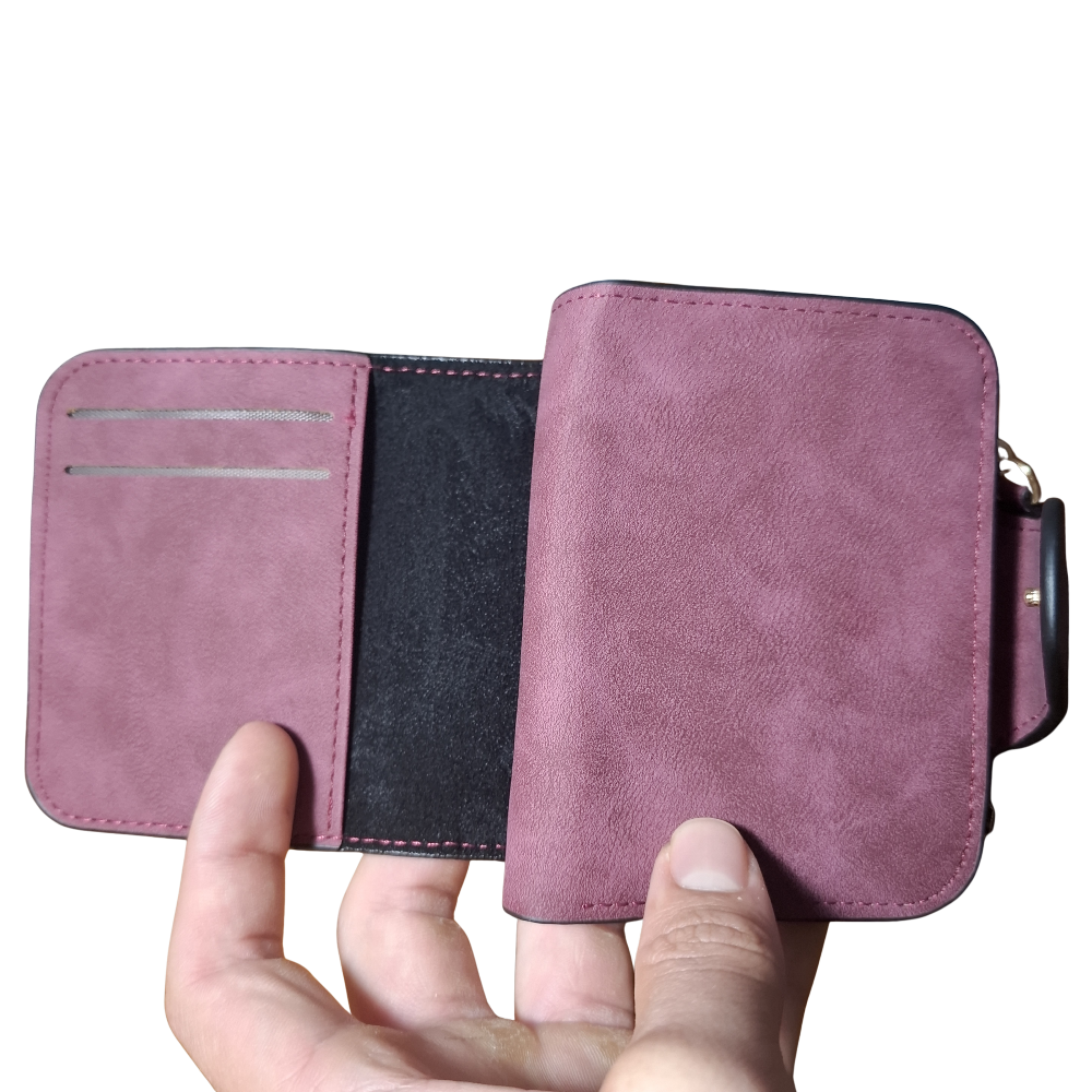 Cotton Road Wallet: MAROON Medium PU Leather Wallet OPEN VIEW FLAP OPEN
