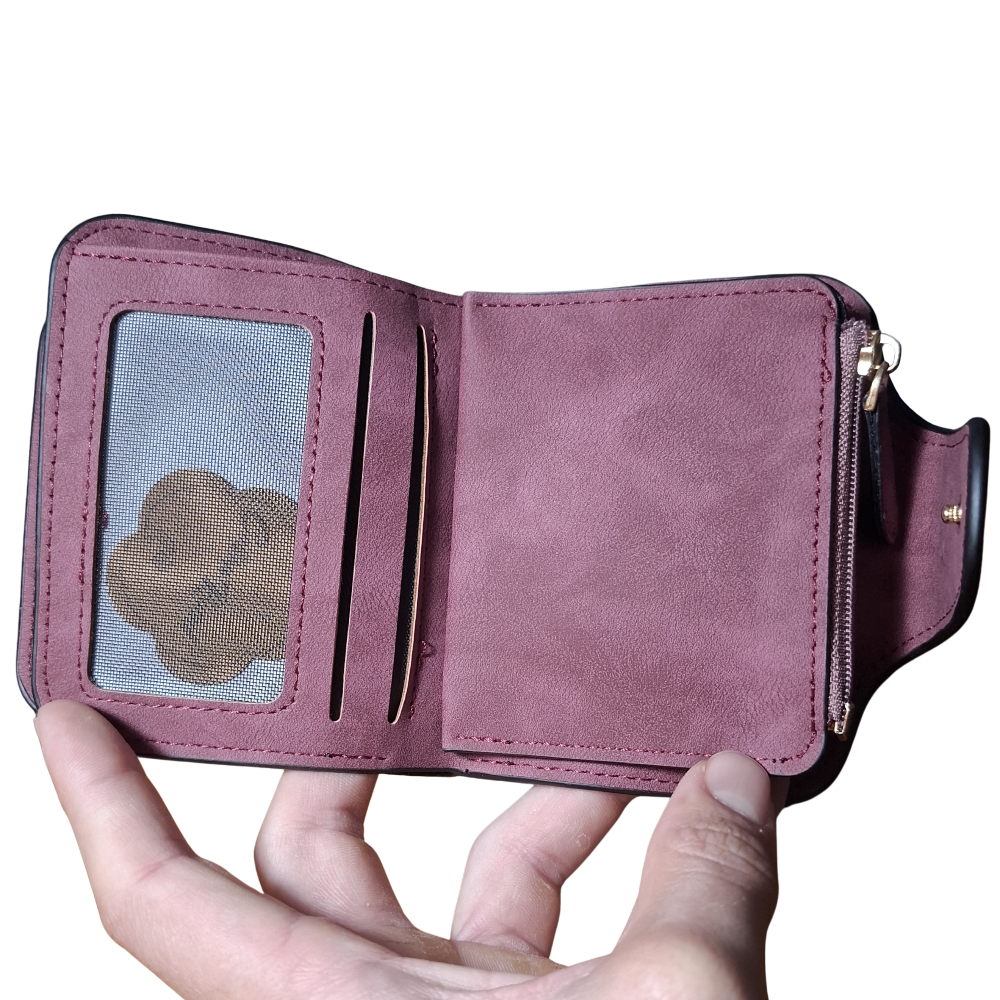 Cotton Road Wallet: MAROON Medium PU Leather Wallet OPEN VIEW ID POCKET