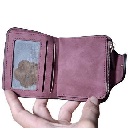 Cotton Road Wallet: MAROON Medium PU Leather Wallet OPEN VIEW ID POCKET