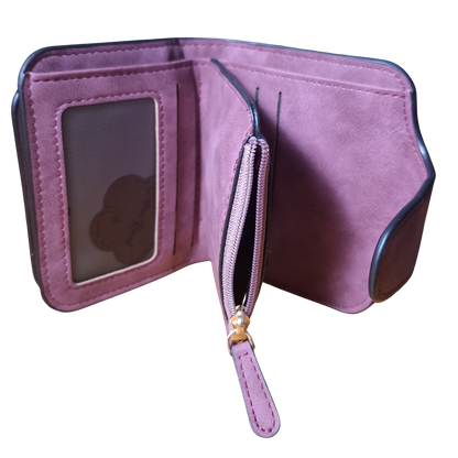 Cotton Road Wallet: MAROON Medium PU Leather Wallet OPEN VIEW ID POCKET OPEN