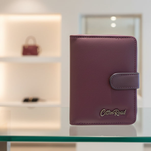 Cotton Road Wallet: MAROON Medium PU Leather Wallet with BROWN clip cover