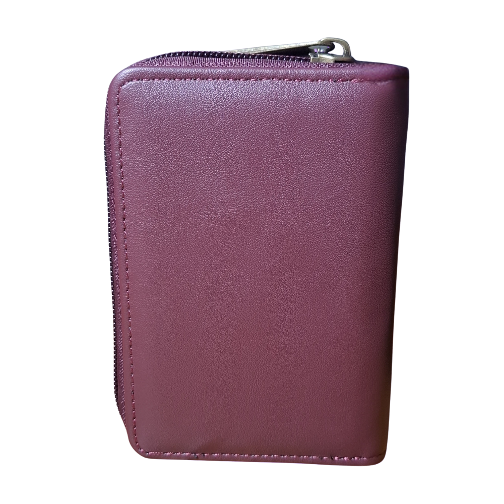 Cotton Road Wallet: MAROON Medium PU Leather Wallet with BROWN clip cover BACK