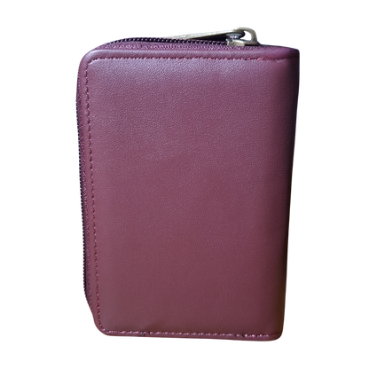 Cotton Road Wallet: MAROON Medium PU Leather Wallet with BROWN clip cover BACK